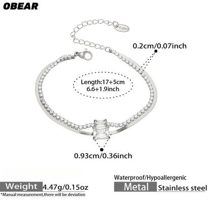 Damen-Armband Baguette-Zirkonia Doppelschicht