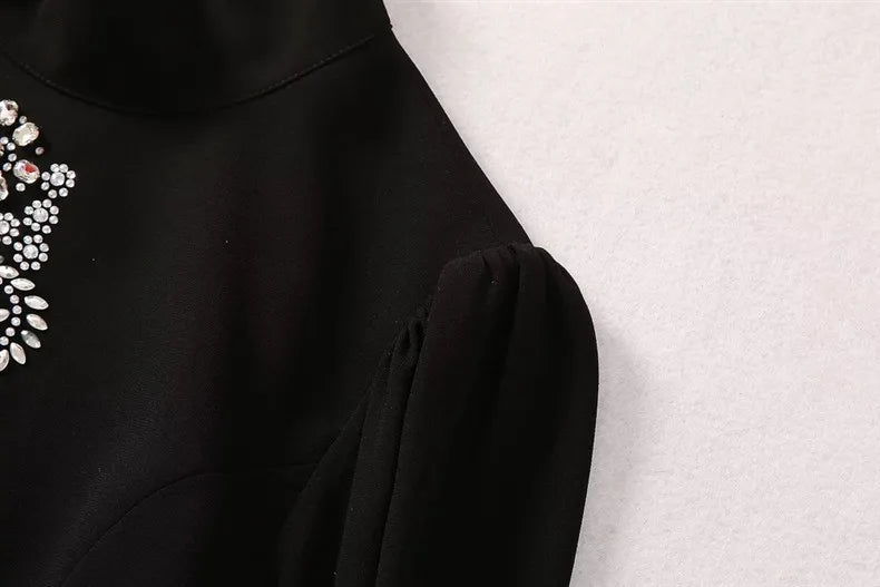 Elegante Damenjacke mit Applikationen, Patchwork und Perlen – Lockerer Schnitt mit Reverskragen und langen Ärmeln