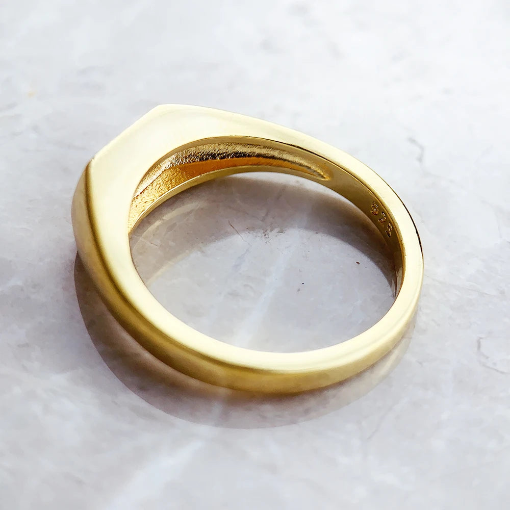 Damen-Ring Siegelring Vintage Stern golden Sommer aus Sterlingsilber