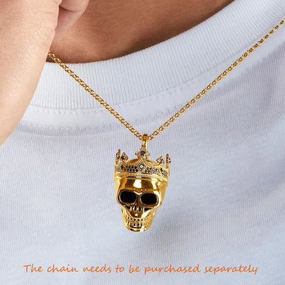 Damen-Charm-Anhänger Totenkopf König Krone Hiphop aus Sterlingsilber