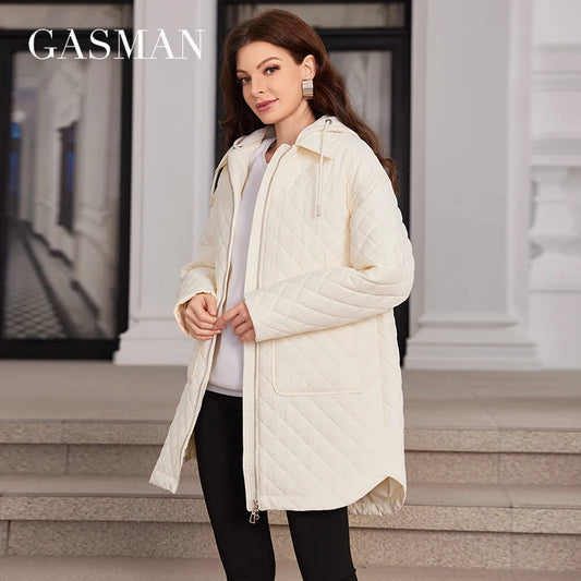 Lässiger Damen-Parka mit Kapuze und Gürtel – Winterjacke mit Taschen für Frauen