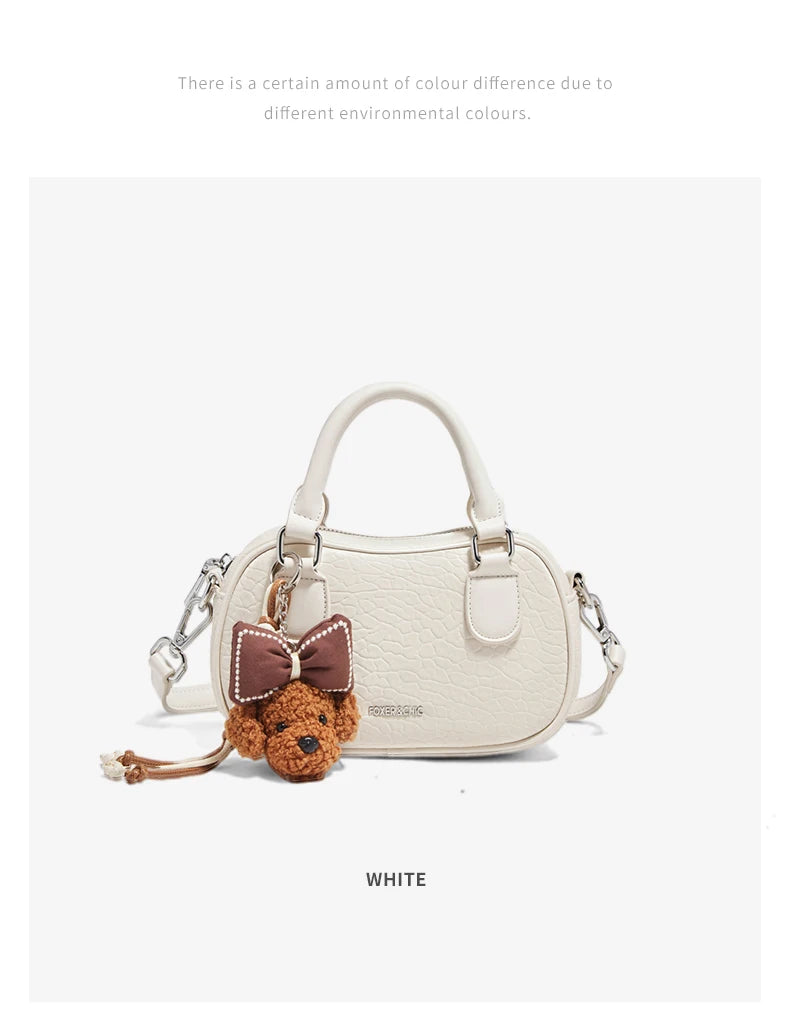 Damen Handtasche Aus Soft Leateh Im Boston Stil Mit Crossbody Anhänger