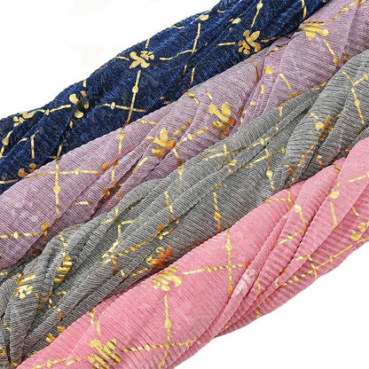 Damen Chiffon Hijab Schal Glitzer Gold Silber muslimisch Kopftuch einfarbig