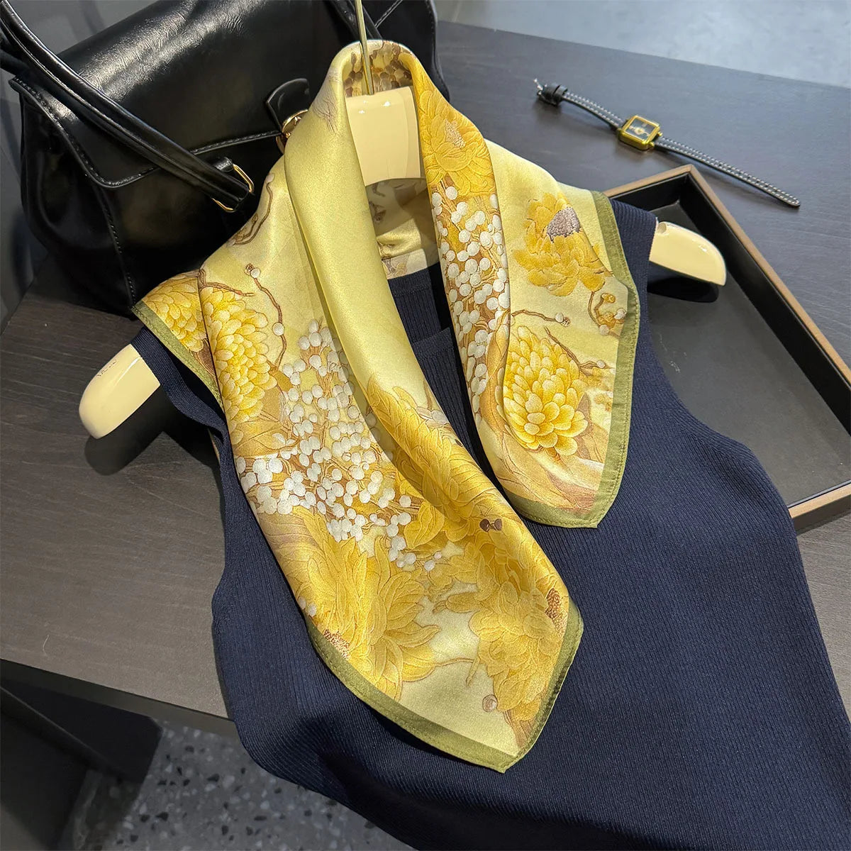 Damen Seidenschal Wickeltuch quadratisch Hijab Kopftuch Foulard Pashmina Bandana D