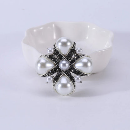 Brosche Kreuz Perle Strass Barock Vintage Luxus Hochzeit Party Damen