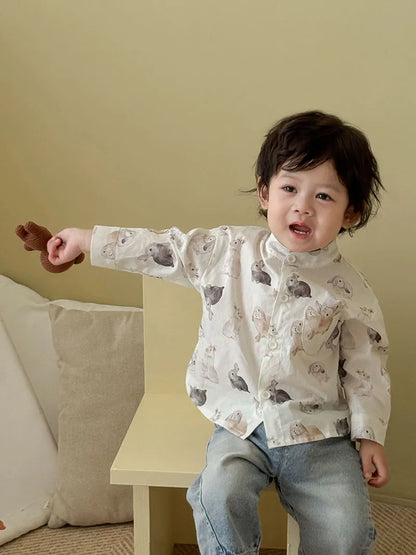 Mädchen Bluse mit süßem Cartoon Druck von 9M bis 5T