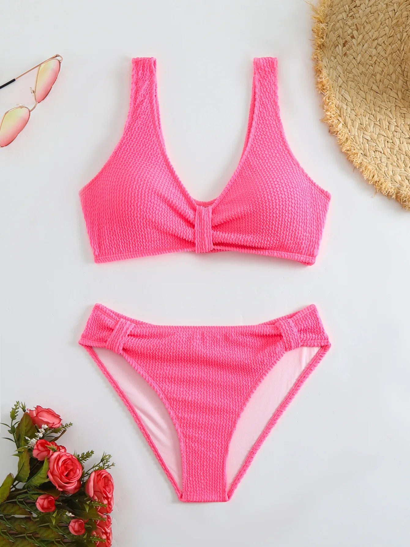 Braunes Bikini-Set mit Push-up-Effekt – verführerische Bademode für Strand und Pool