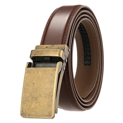 Herren-Gürtel aus Rindsleder mit automatischer Metallschnalle, 31 mm Breite, braun
