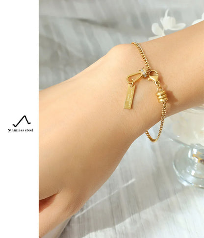 Damen-Gliederarmband mit Zirkonia-Fassung aus Edelstahl