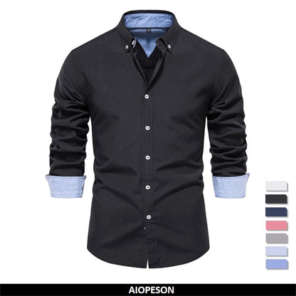 Herren Oxford Hemd aus Baumwolle mit langen Ärmeln für Casual-Look