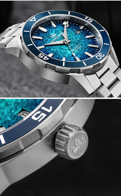 Herren-Taucheruhr mit Miyota-9015-Automatikwerk und Saphirglas