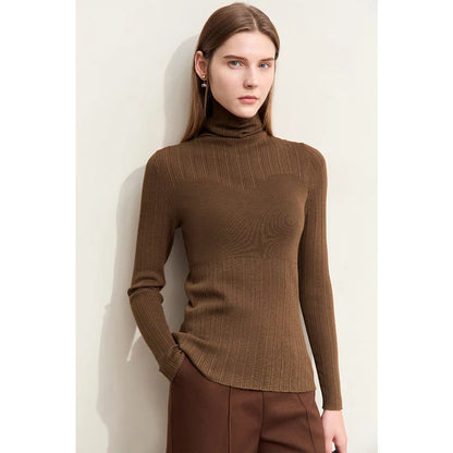 Damen-Rollkragenpullover Slim Polyester-Viskose Herbst-Winter