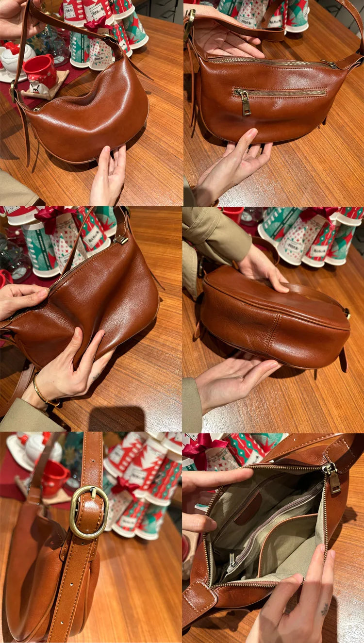 Damen Crossbody-Tasche Aus Pflanzlich Gegerbtem Leder | Vintage Stil