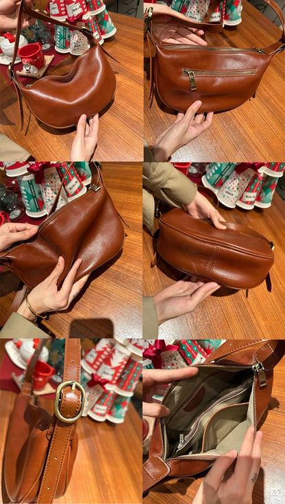 Damen Crossbody-Tasche Aus Pflanzlich Gegerbtem Leder | Vintage Stil