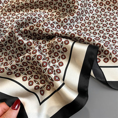Damen Seidenschal quadratisch Blumenprint Bandana Halstuch 53cm C