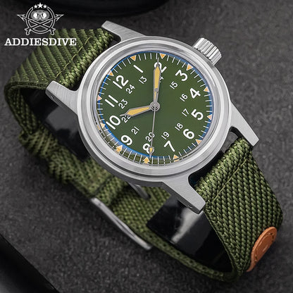 Herren-Vintage-Automatikuhr mit Bubble-Glas und Nylonarmband