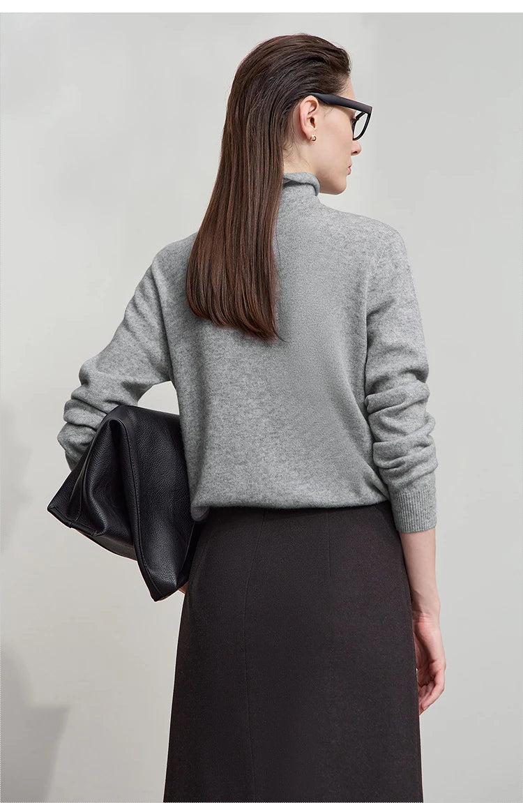 Damen-Rollkragenpullover Wolle-Kaschmir warm elegant Herbst-Winter