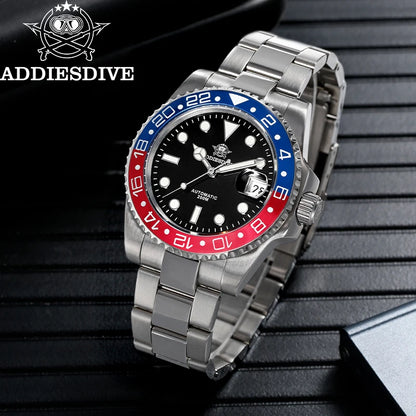 Herren Business-Automatikuhr 8215 Saphirglas 200m wasserdicht GMT Leuchtzeiger