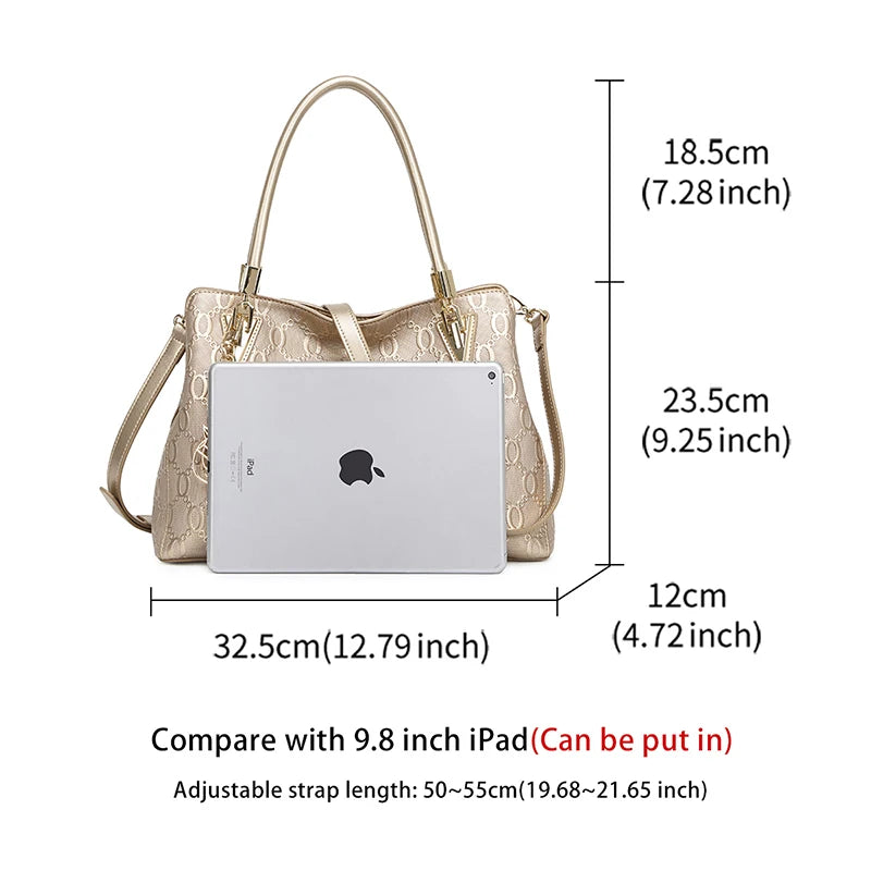 Damen Handtasche aus Rindleder mit Anhänger und großer Kapazität