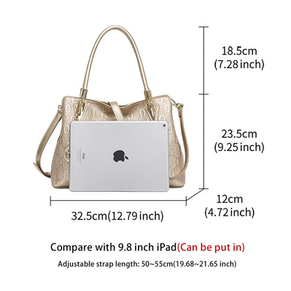Damen Handtasche aus Rindleder mit Anhänger und großer Kapazität