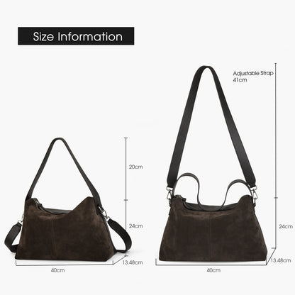 Große Wildleder Hobo-Tasche | Damen Schultertasche