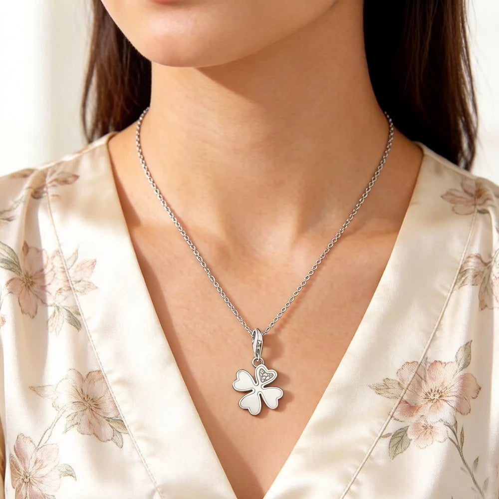 Damen-Charm-Anhänger Kleeblatt klassisch Glück aus Sterlingsilber