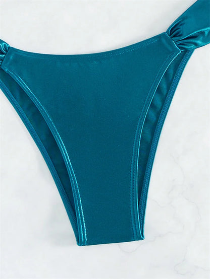 Verführerisches Bikini-Set mit Perlenkette und Push-up-Effekt – ideal für Strand und Pool
