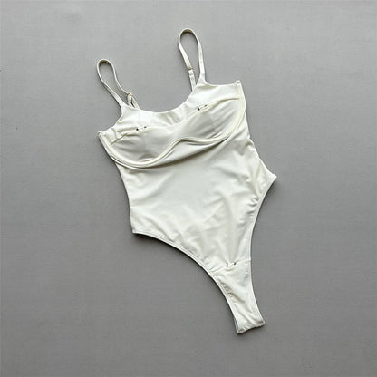 Damen-Badeanzug Cut-Out Bügel Micro-Tanga Weste gepolstert