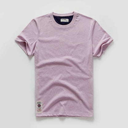 Männer T-Shirt aus Baumwolle im einfarbigen Design mit klassischem O-Ansatz