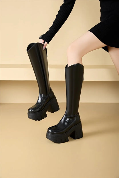 AIYUQI Western Cowboy Boots Women 2025 New Fashion High Heel Female Rider Boots 11cm Heel High Platform Skinny Boots Women
