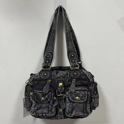Damen-Handtasche Aus Denim Mit Top-Handle Und Schultergurt Für Alltag Und Freizeit