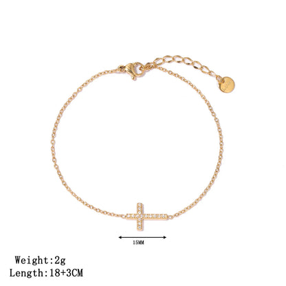 Damen-Armband Kastenkette mit Kreuz-Motiv