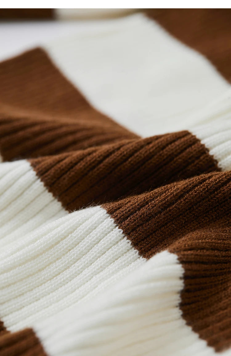 Damen-Strickjacke Kaschmir-Wolle Slim Streifen Reißverschluss Herbst