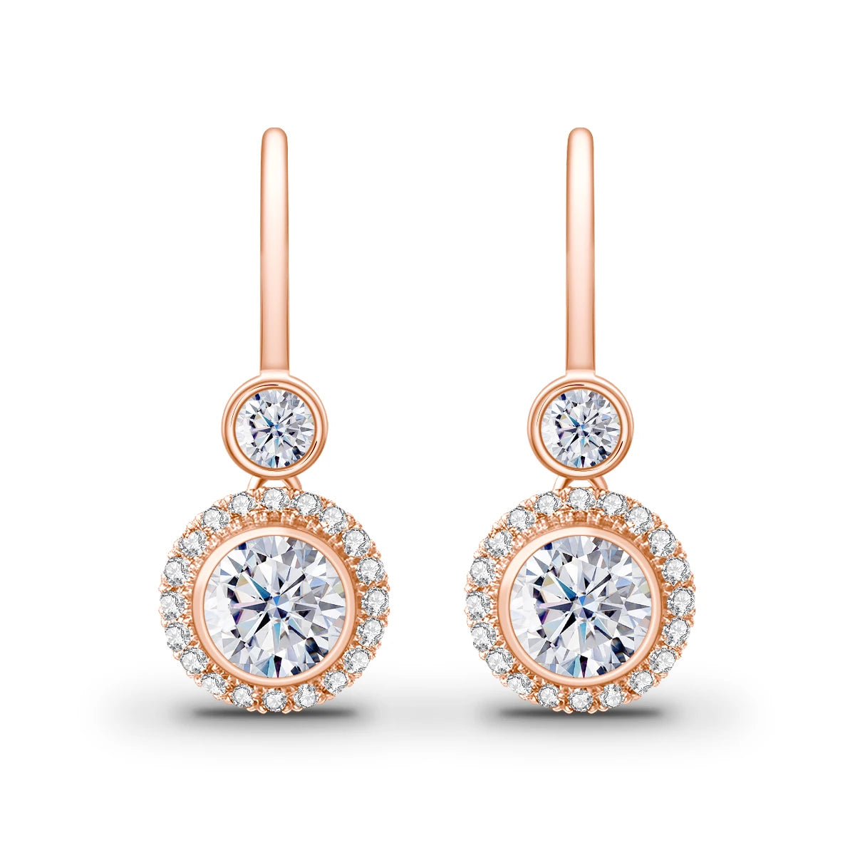 Damen-Moissanit-Tropfenohrringe aus Gelbgold mit Zertifikat 7 mm 2,4 Karat Gesamtgewicht