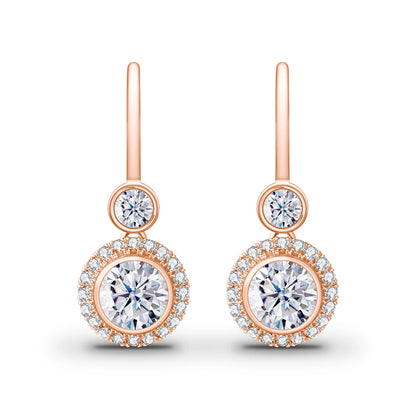 Damen-Moissanit-Tropfenohrringe aus Gelbgold mit Zertifikat 7 mm 2,4 Karat Gesamtgewicht