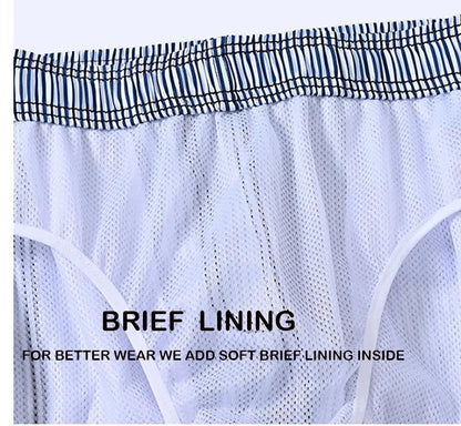 Herren-Badeshorts mit niedrigem Bund und sexy Print – ideal für Gym und Surfen, herausnehmbare Polster, mehrfarbig