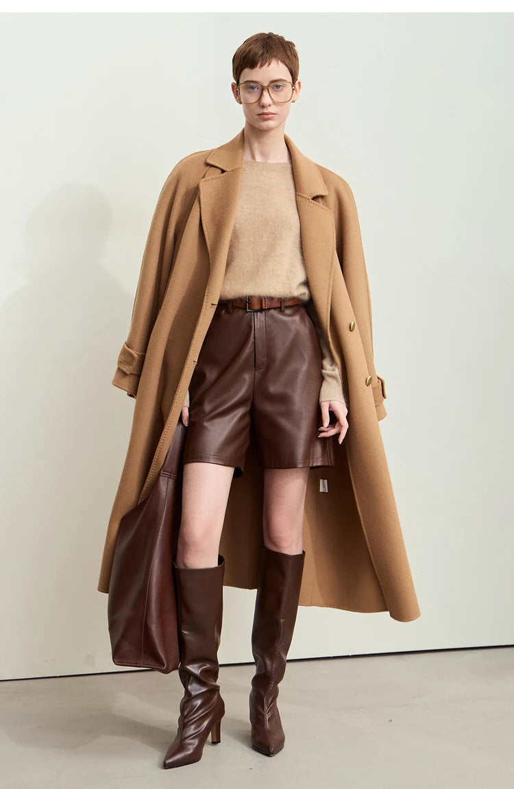 Damenpullover mit O-Ausschnitt, locker fallend, weicher Strick, hellbeige, lange Ärmel