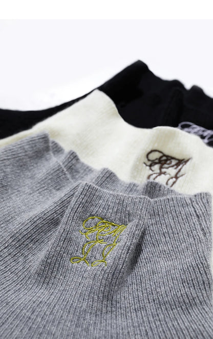 Damen-Rollkragenpullover Kaschmir-Wolle Slim Stickerei Winter