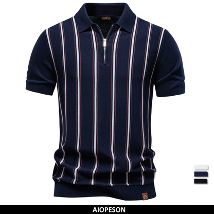 Herren Poloshirt Gestreift Old Money Elegant Atmungsaktiv