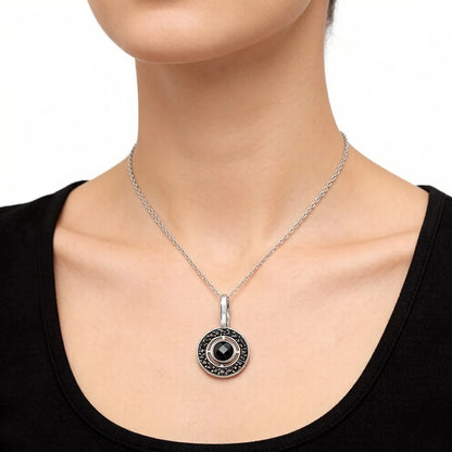 Damen-Anhänger schwarzes Ornament Bohemia aus Sterlingsilber