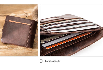 Herren Echtleder Geldbörse Bifold Vintage RFID Kartenhalter Geldclip Münzfach Reise
