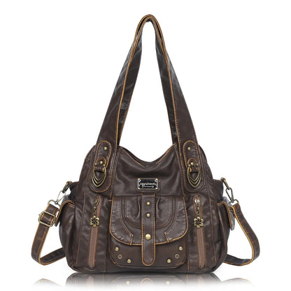 Damen-Schultertasche aus PU Mehrfachfächern Großem Fassungsvermögen Alltag und Reisen