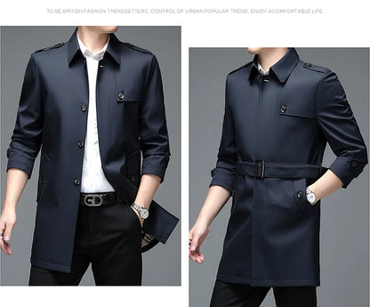 Langer Trenchcoat für Herren – Leichtmantel für Frühling & Herbst