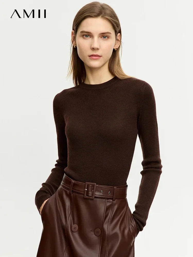 Damen-Rollkragenpullover 100 % Wolle Slim Fit elastisch Winter