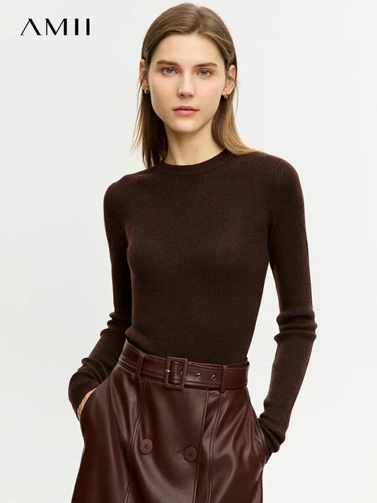 Damen-Rollkragenpullover 100 % Wolle Slim Fit elastisch Winter