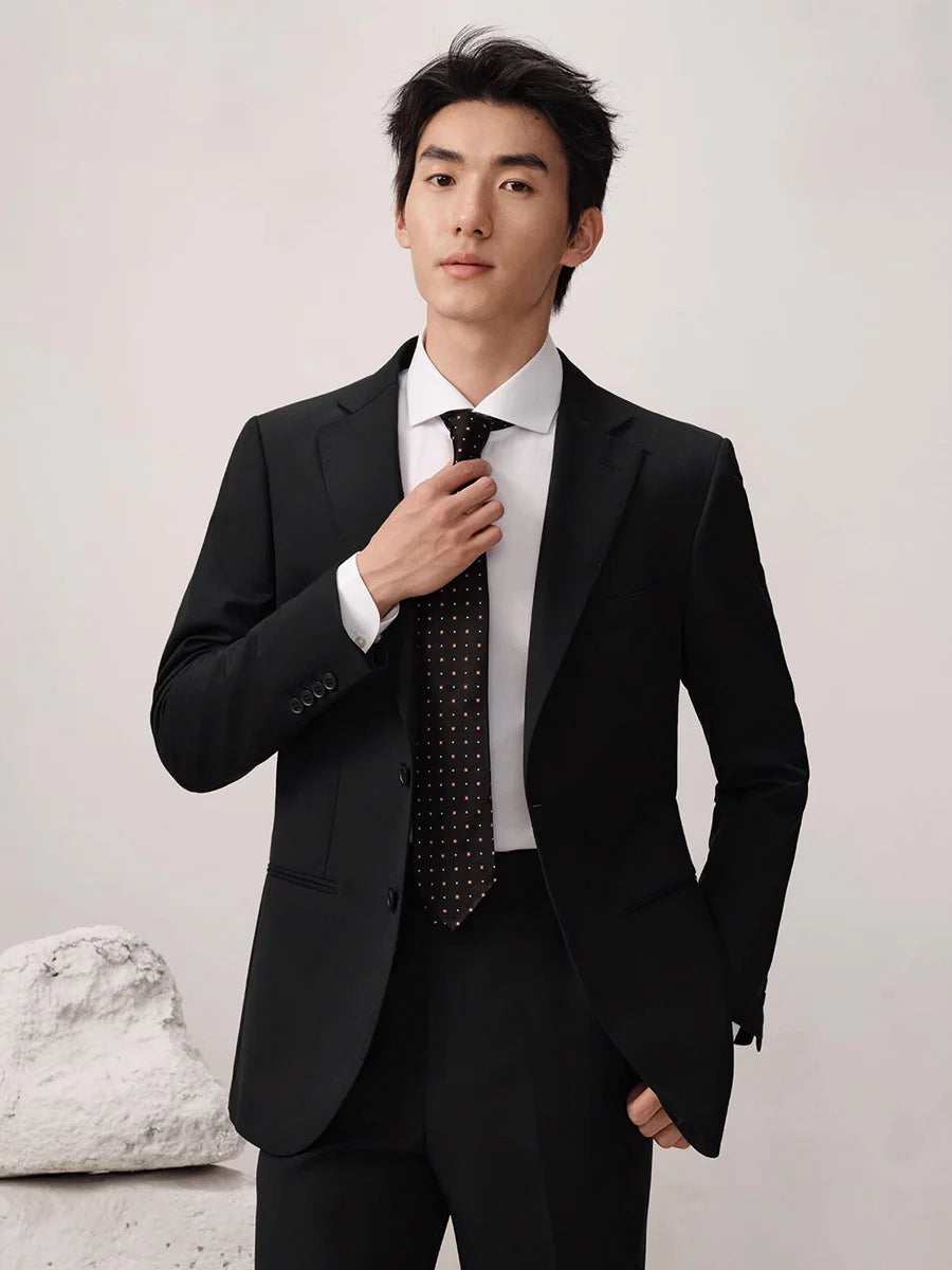 Herrenanzug aus 100% Wolle, doppelt geknöpft, luxuriöses Retro-Design in Grau, winterlich warm, ideal für Hochzeiten, schlanke Passform mit Blazer und Hose.