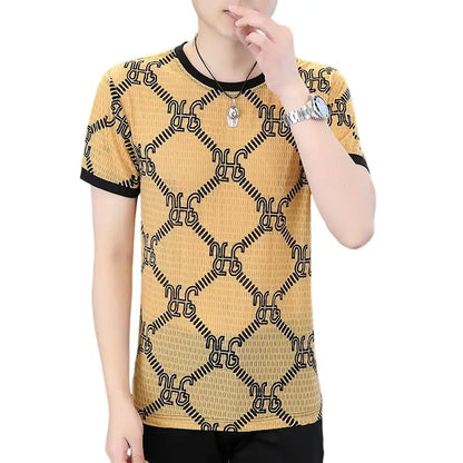 Herren T-Shirt aus feiner Seide mit kurzem Rundhalsausschnitt für den Sommer