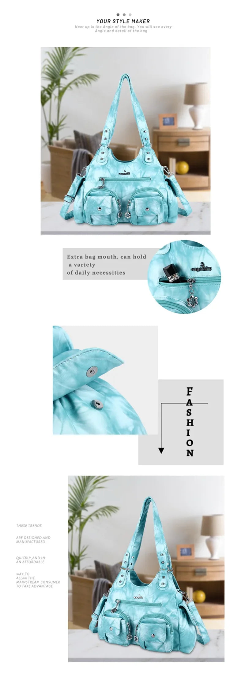 Damen-Handtasche Mit Viel Stauraum Und Mehrfachfächern Aus PU-Leder Für Alltag Und Freizeit