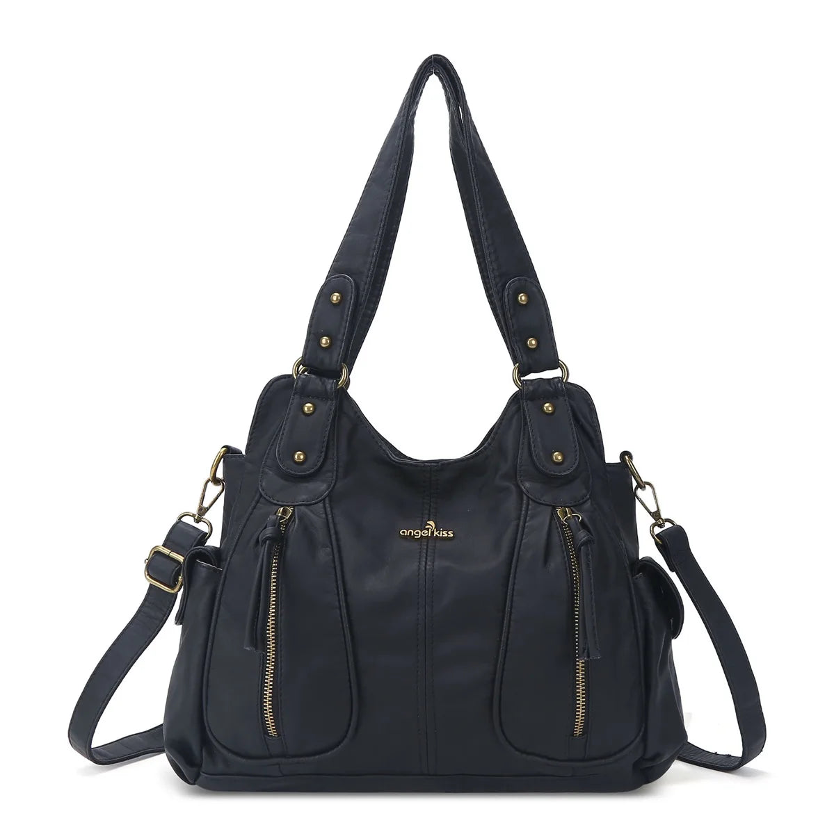Damen-Handtasche aus PU-Leder Großes Crossbody-Design Vintage-Stil mit Reißverschluss Innenfach
