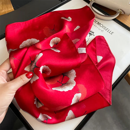 Damen Seidensatin Schal Tasche Kopf Bandana Halstuch bedruckt E